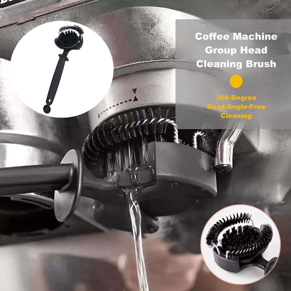 2PCS Espresso Coffee Machine Cleaning Brush Set(58mm) | Durable Nylon Bristle Brushes with Anti-Scald Design,for Home&amp;Commercial Coffee Equipment Maintenance,Barista Cleaning Tool
