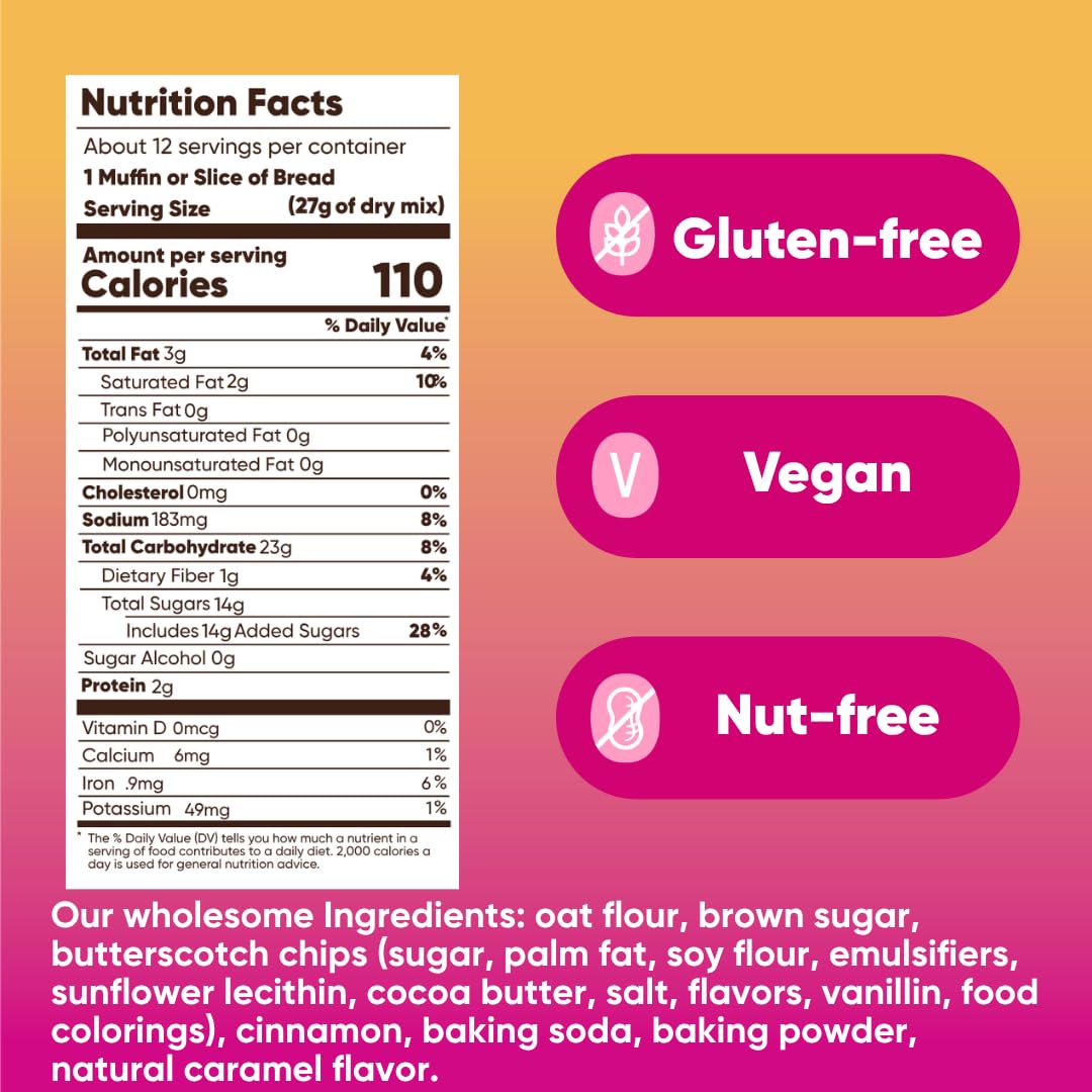 GoNanas Salted Caramel Banana Bread &amp; Muffin Mix, Gluten Free Vegan, 1 Pack | Dairy Free, Nut Free, Soy Free | Allergen Friendly | Better for You | Customizable | Bakes 12 Muffins or 1 Loaf | Women-Owned