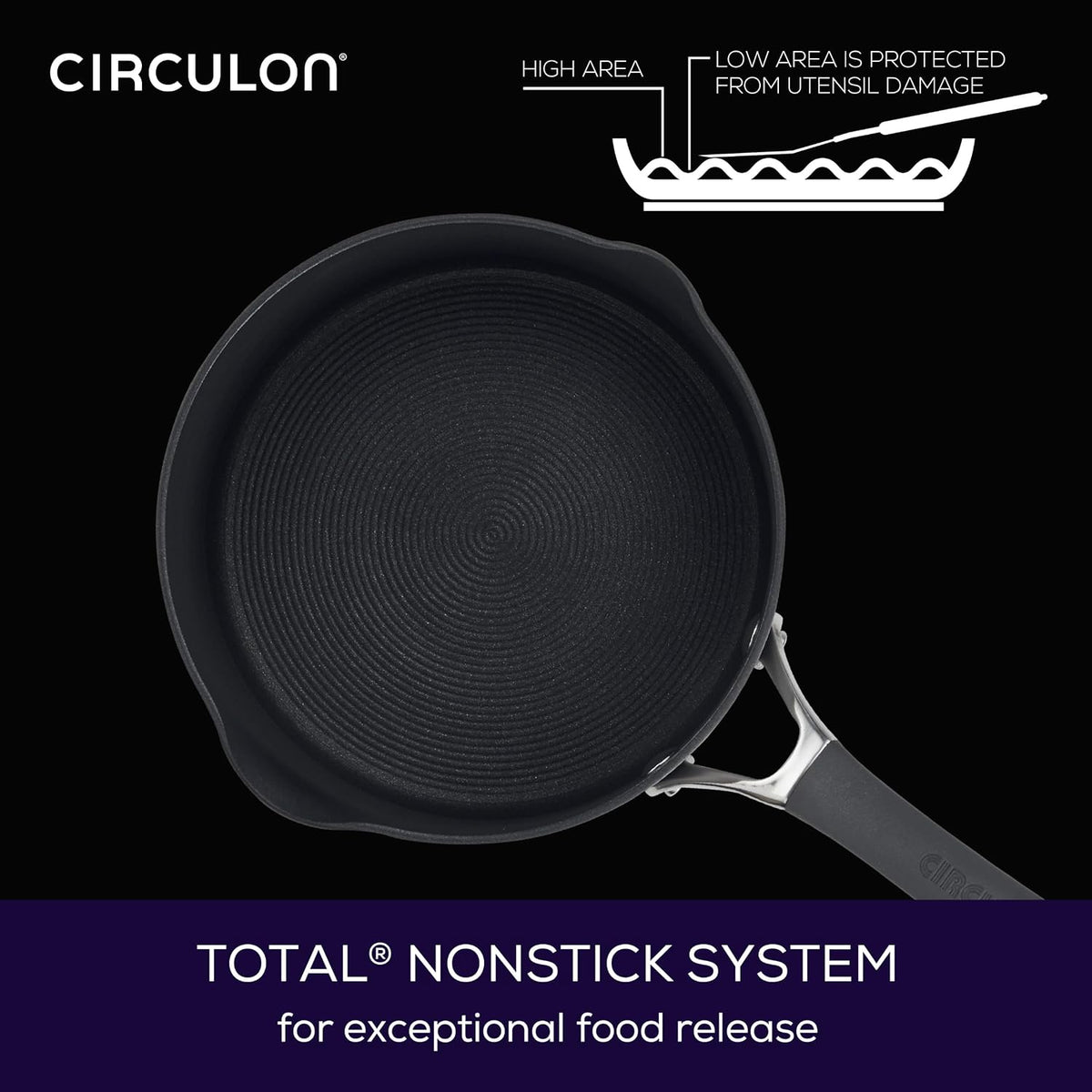 Circulon Radiance Hard-Anodized Nonstick Straining Saucepan, 3-Quart, Gray