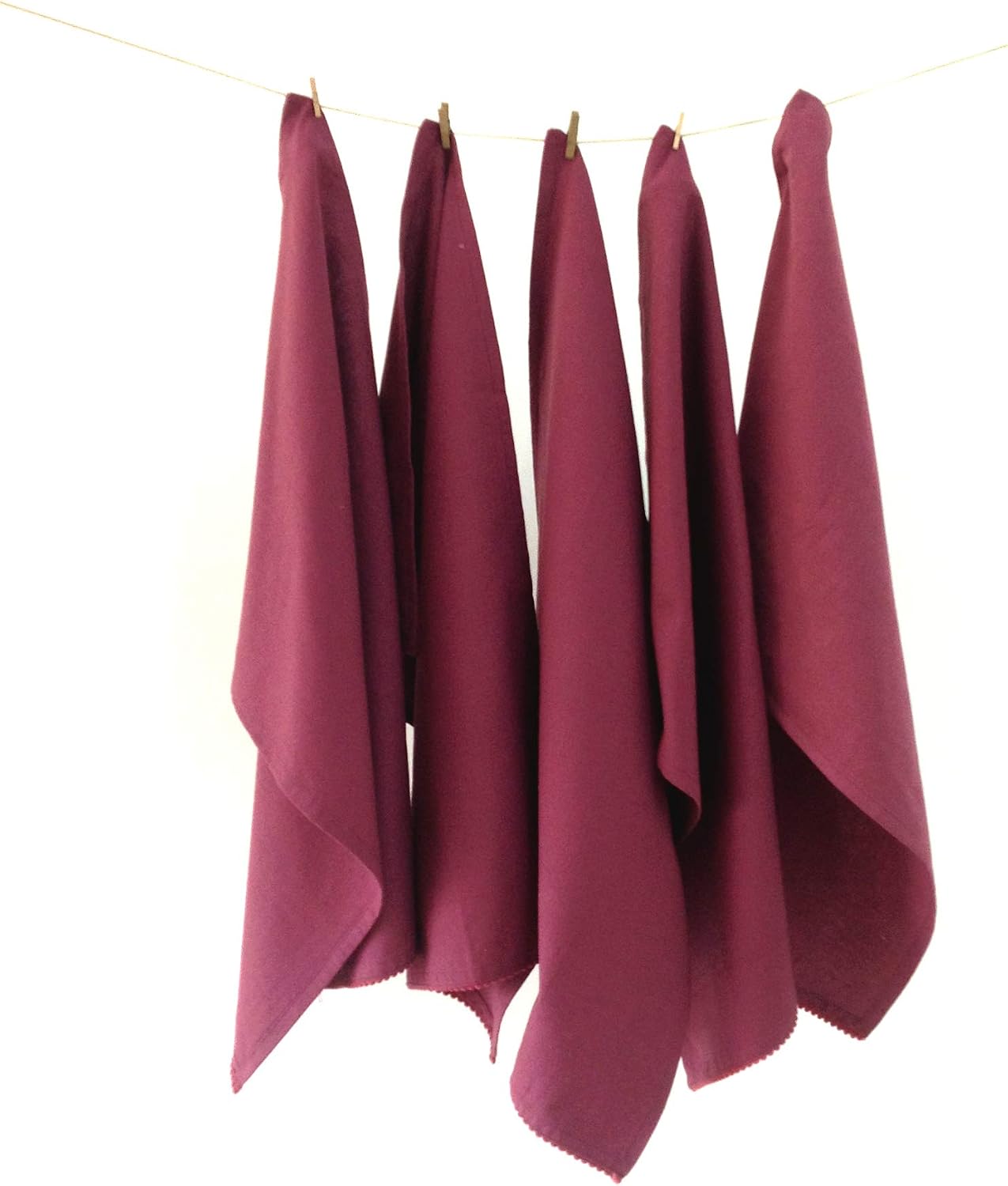 TARAN LIVING Kitchen Towels with Hanging Loop 100% Cotton Solid Kitchen Dish Cloths, Valentine Decor Kitchen Hand Towel Reusuable Dish Towel for Cleaning &amp; Drying 18"x 28", Pack of 6 Deep Purple