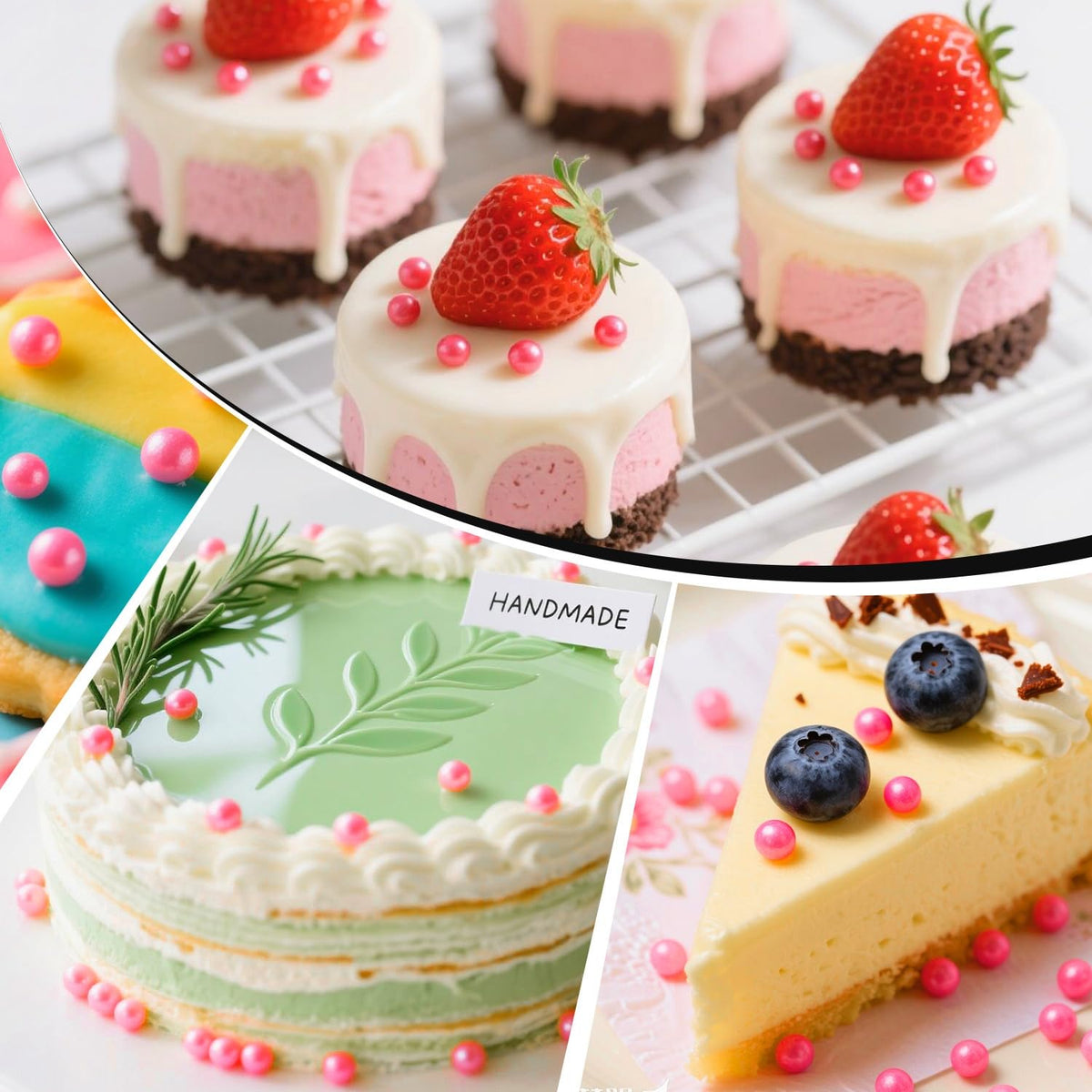 Deep Pink Pearl Sprinkles for Cake Decorating