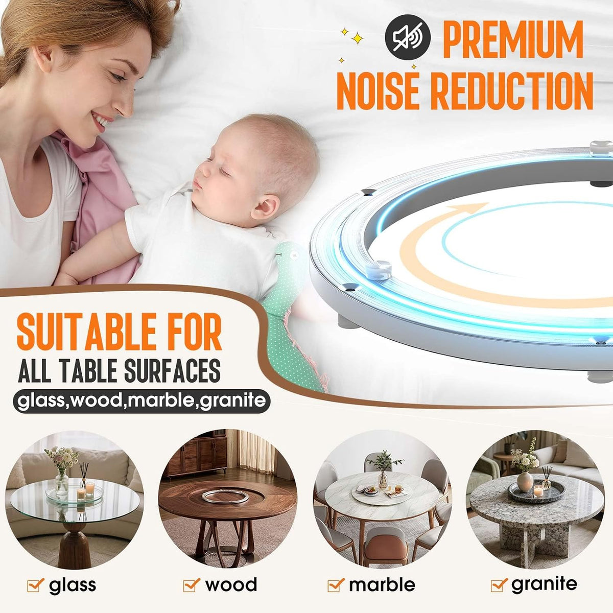 Pisman Aluminium Alloy Turntable Bearing, Heavy Duty Lazy Susan Rotating Bearing Turntable,Smooth Swivel Plate Hardware for Round Dining Table,DIY. Silent Rotating Base Only(16inch)