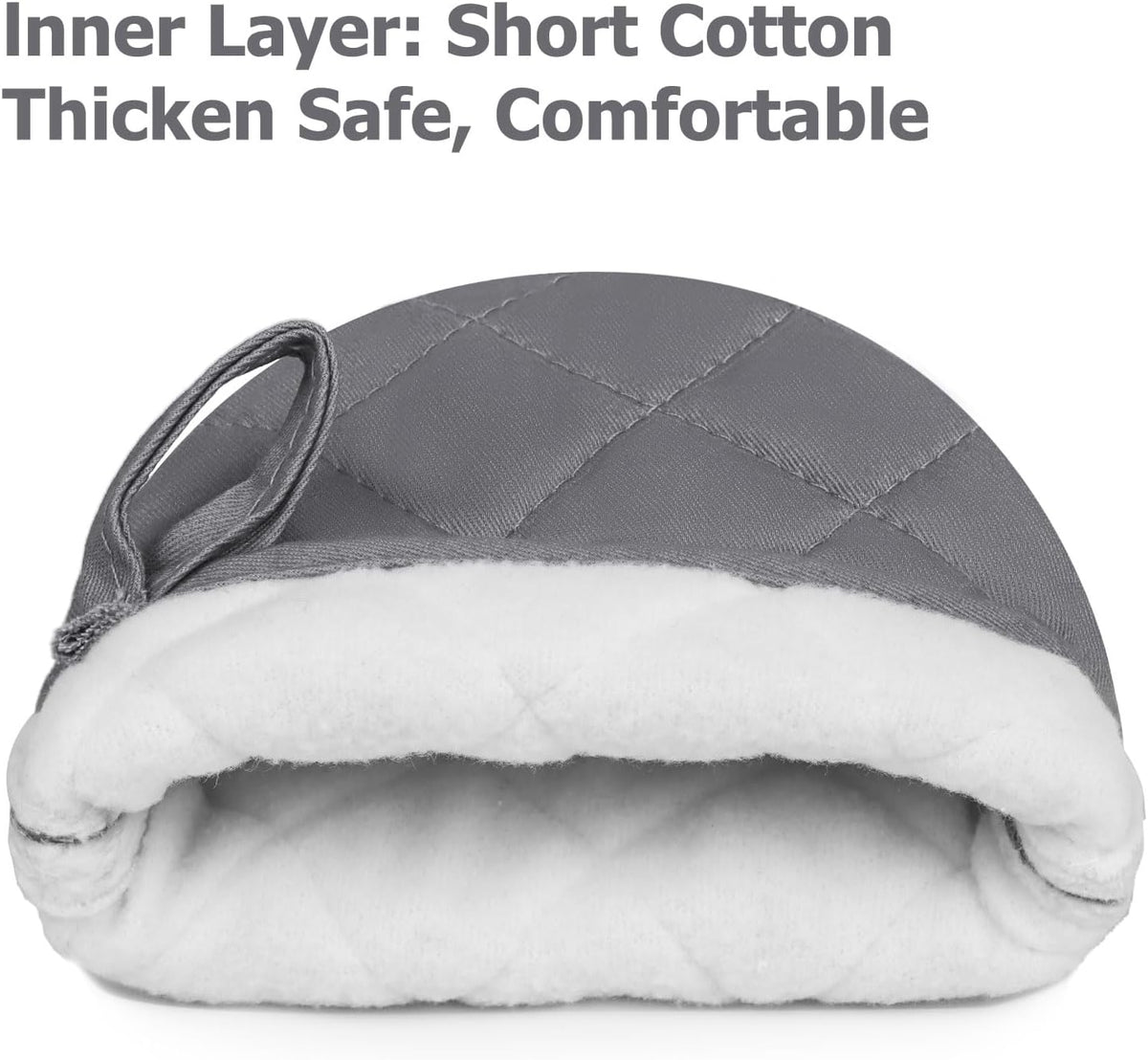 Goldmeet Mini Oven Mitts 2-Pack, 7"x5.5", 500°F Silicone Grip, Cement Gray