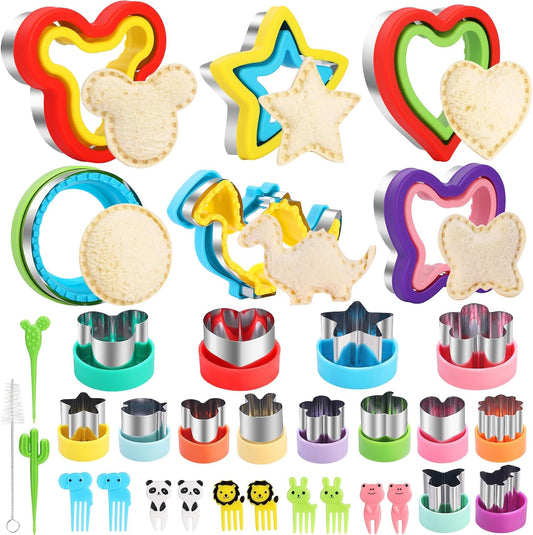Sandwich Cutters for Kids Lunch, 33 Pcs Sandwich Cutter and Sealer Set for Kids Lunch, DIY Vegetable Fruit Shapes and Cookie