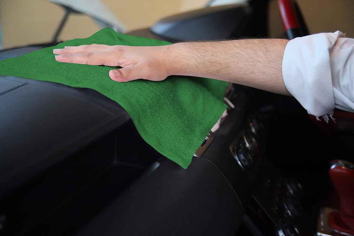Avalon Towels Bar Towels (Pack of 60) Size 14x17 Inches – 100% Cotton, Absorbent and Reusable Cleaning Rags, Multipurpose Cleaning Towels, Terry Cloth Rags, Durable Shop Rags (Green)