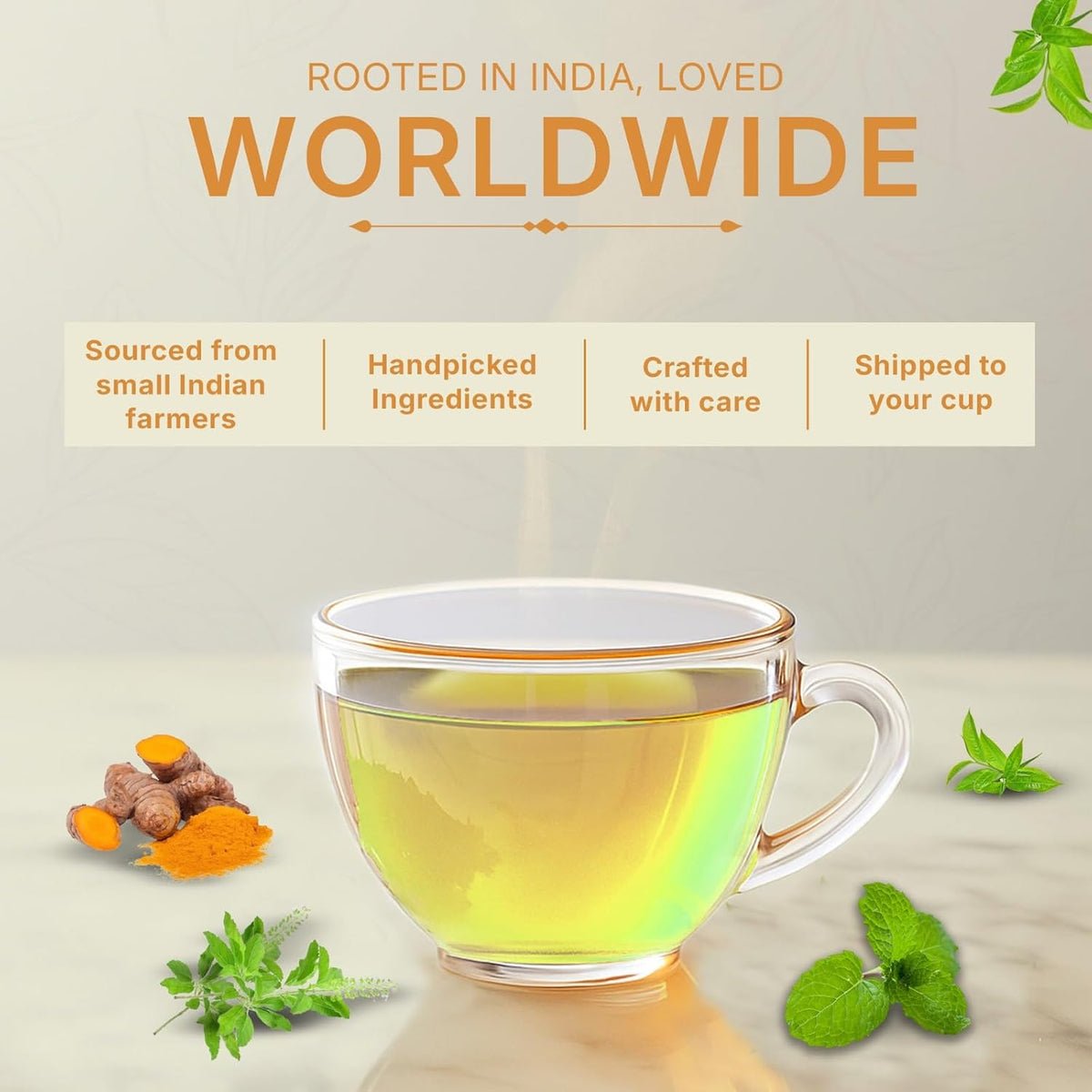 Turmeric Tulsi Green Tea 200gm/7oz, Natural Herbal Infusion, 100 Tea Bags