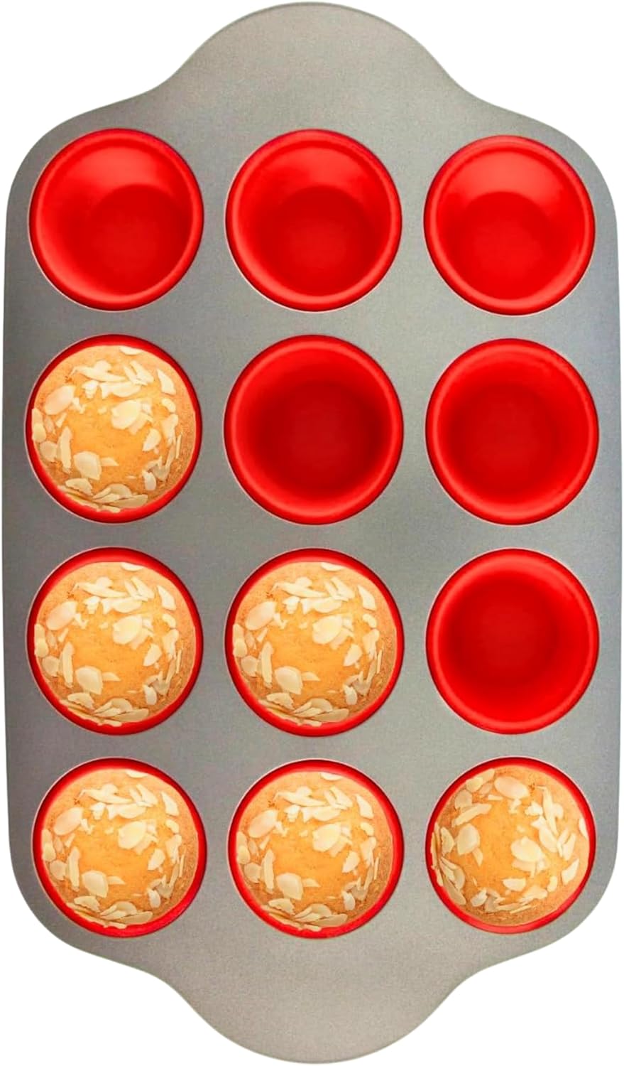 Boxiki Kitchen Non-Stick 12 Cup Silicone Muffin Pan with Steel Frame - BPA Free
