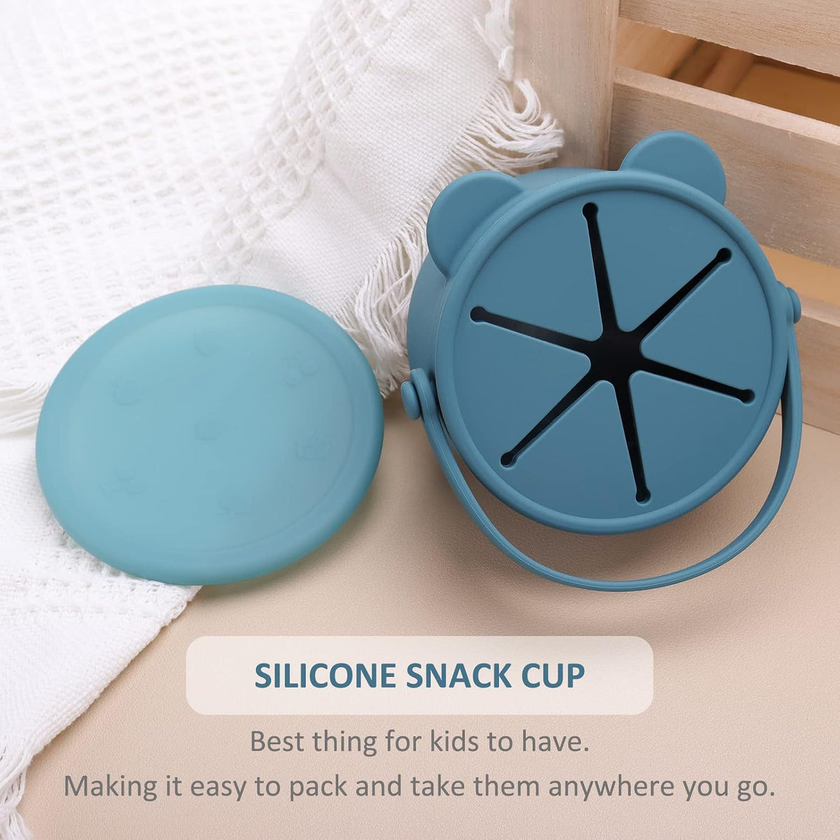 Silicone Snack Cups for Toddlers, Kids Snack Containers No Spill, Baby Treat Holders with Handle Dust Proof Lid, 2 Pack Dishwasher Safe and BPA Free 9 oz | Silicone Baby Snack Cups, Baby Food Catcher Spill Proof, Kid Snacks Holder with DustProof Lid, Dish