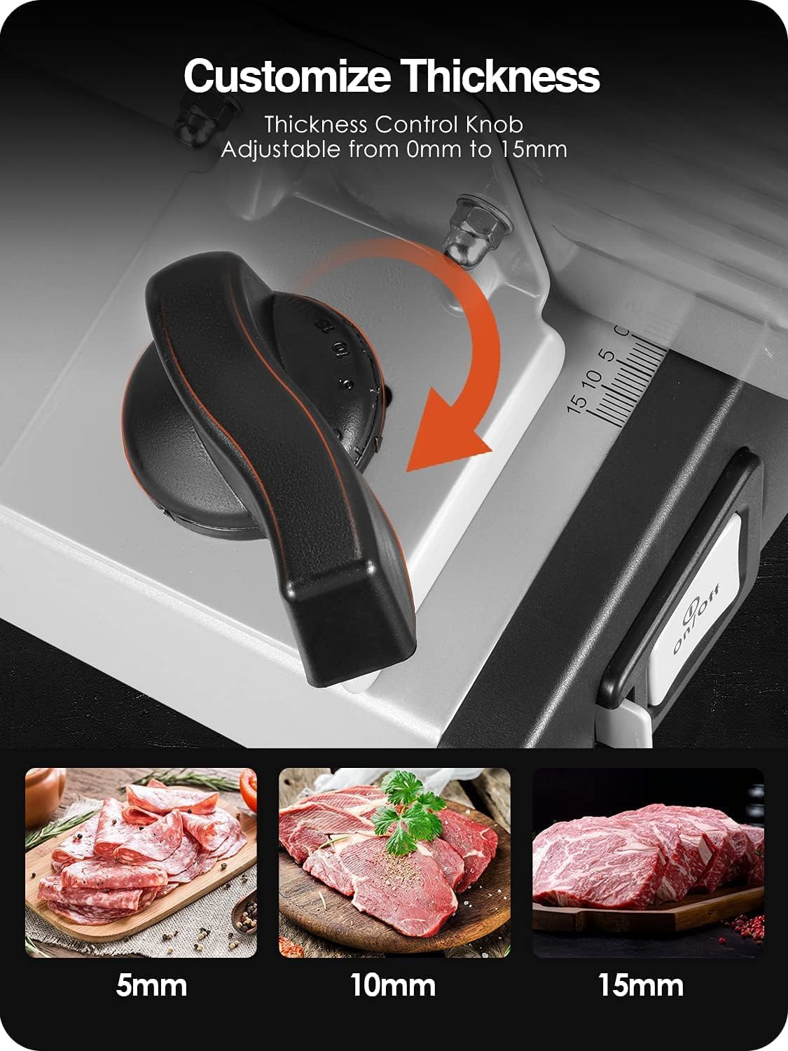 OSTBA Electric Meat Slicer with 7.5” Stainless Steel Blades, 200W