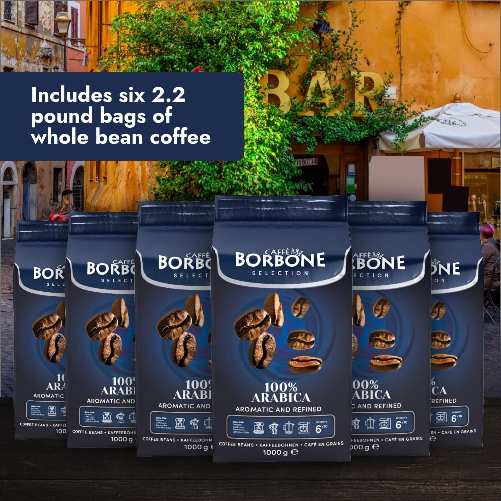 Caffè Borbone 100% Arabica Whole Bean Coffee, Arabica Coffee Beans, Medium Roast, 2.2 lb Bag (Pack of 6)