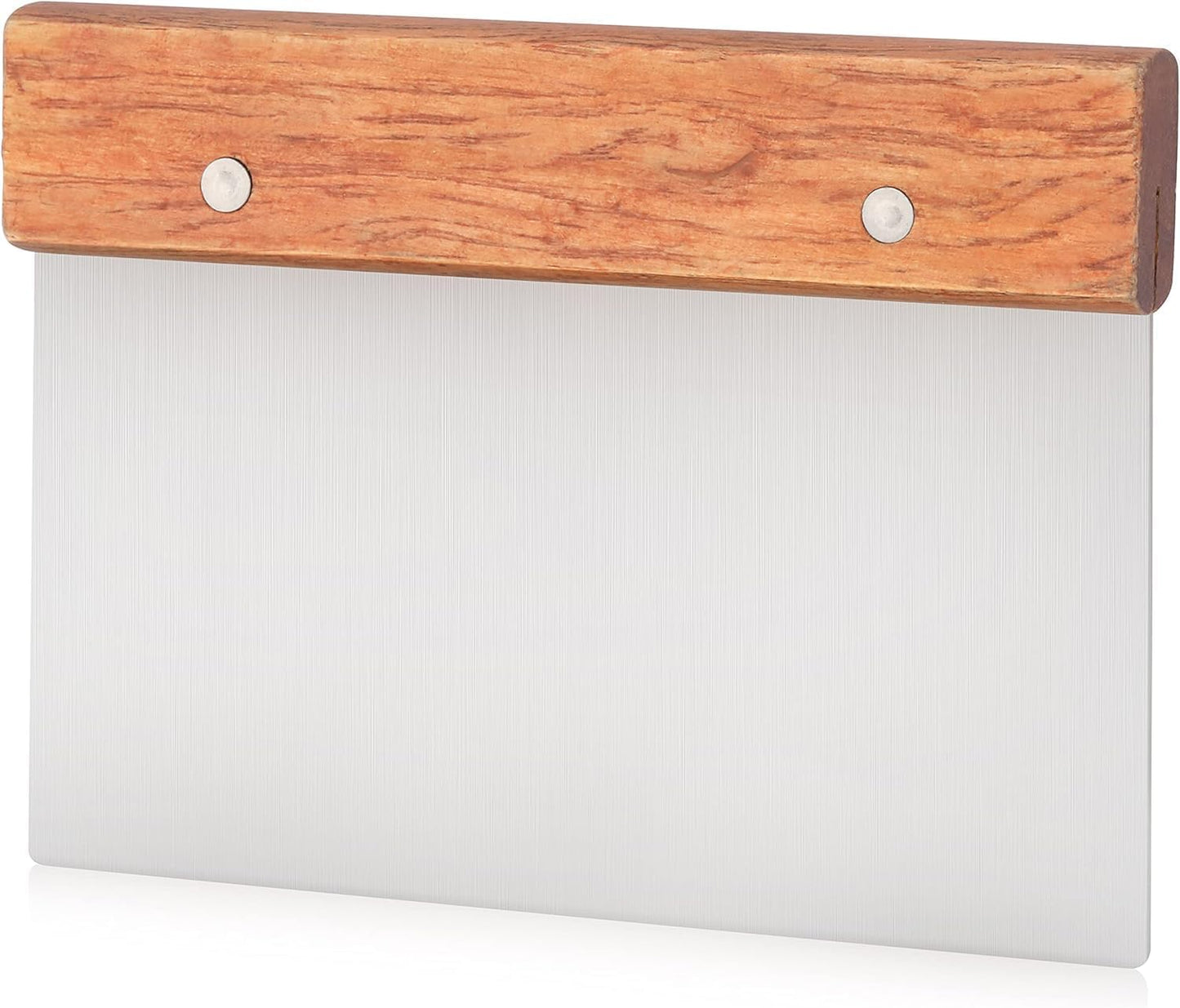 New Star Foodservice Bakery-Grade Stainless Steel Dough Scraper with Wood Handle, 6 x 3 Inch Bench Scraper, Pastry Cutter, Dough Divider, Baking Prep Tool