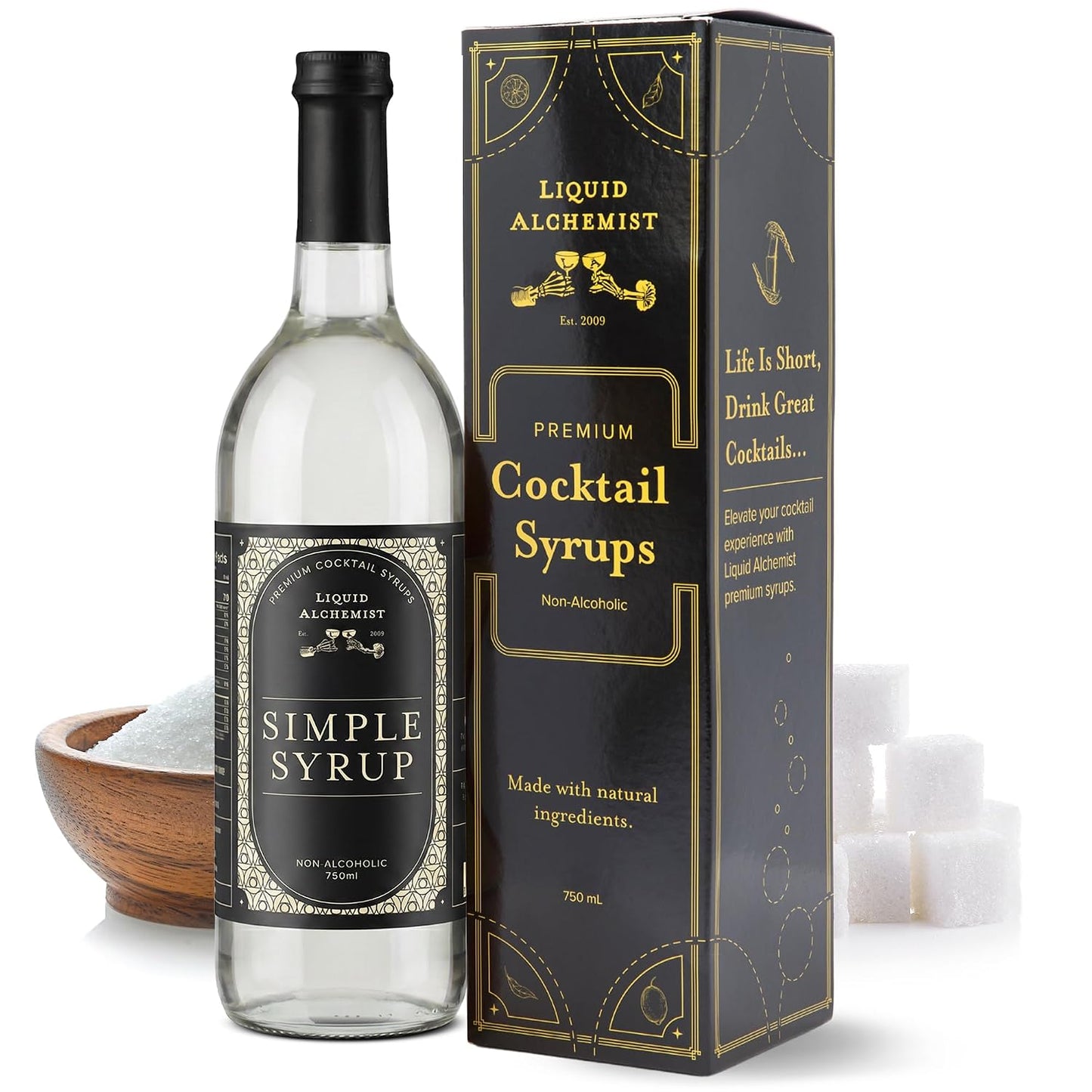 Liquid Alchemist Simple Syrup for Cocktails - Real Ingredients Make our Simple Sugar Syrup the Perfect Old Fashioned Mix - Our Drink Mix is Non-GMO Gluten Free &amp; Vegan (25.4 oz)
