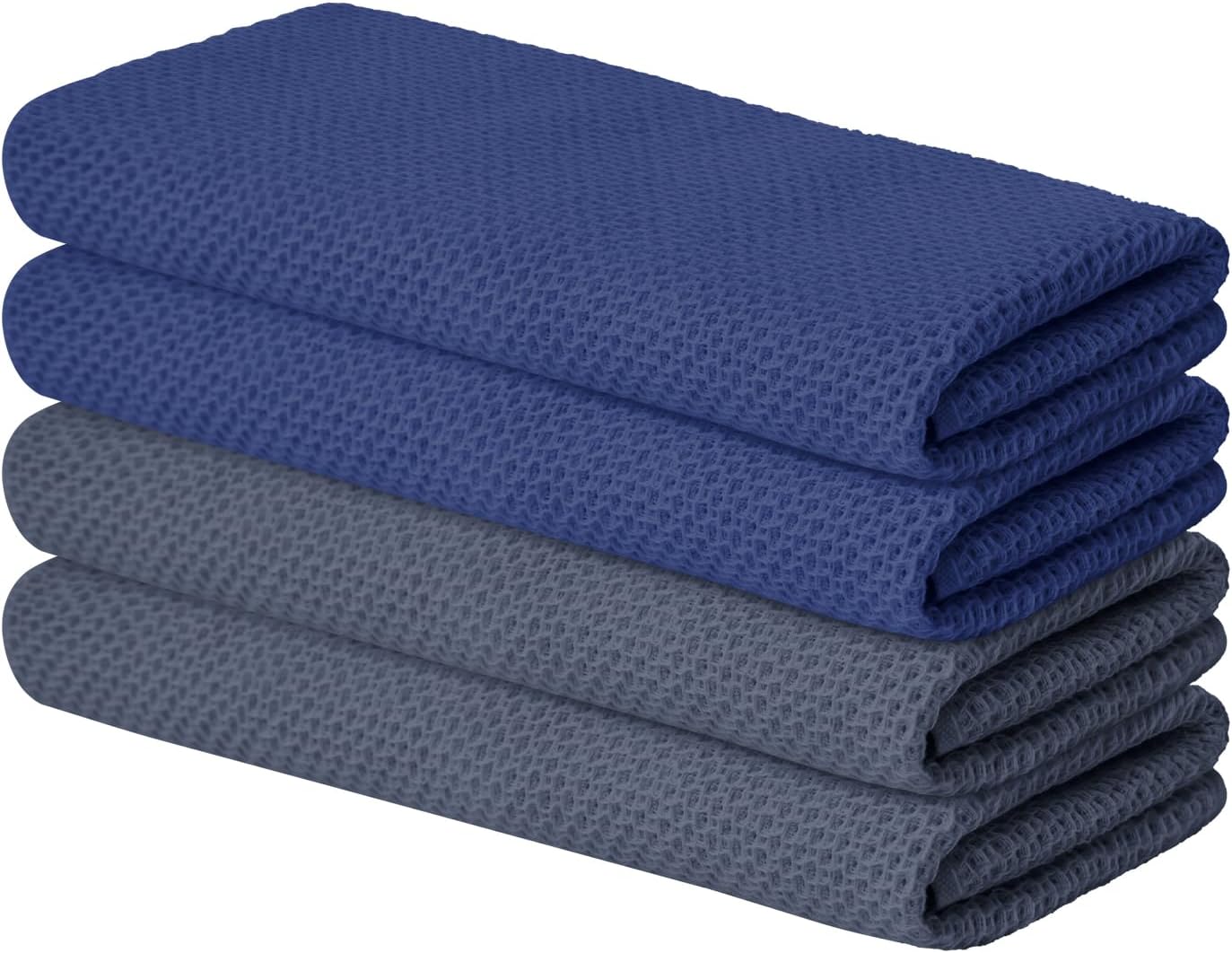 Artoid Mode 100% Cotton Navy Blue Dark Grey Waffle Weave Kitchen Dish Cloths, 13x28 Inch Ultra Soft 