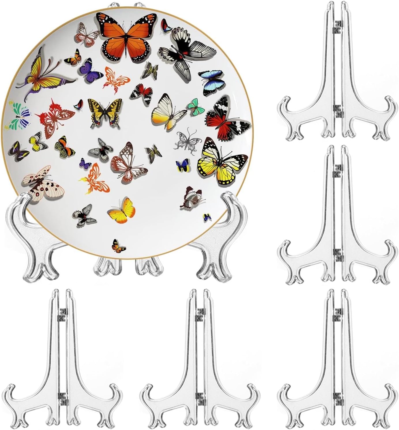 6 Pack 10 Inch Clear Plastic Easels or Stand/Plate Holders to Display Pictures or Other Items at Wed