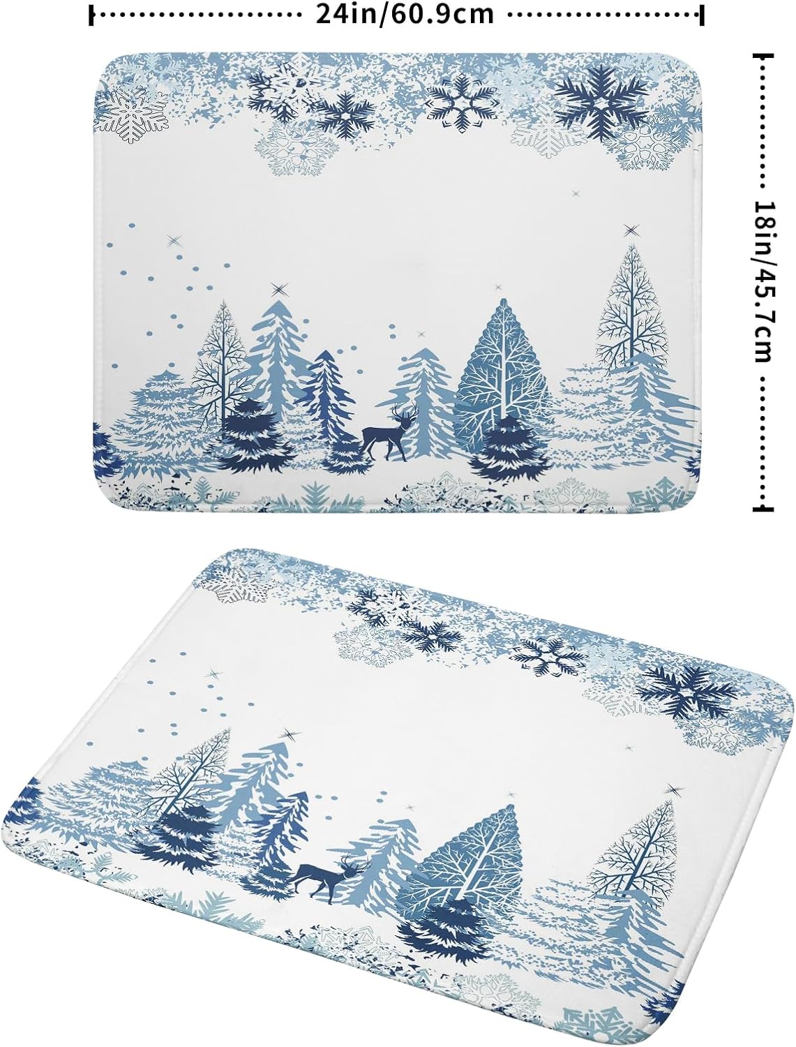 Winter Blue Snowflake Dish Drying Mat Christmas Tree Kitchen Counter Dish Drainer Mats Xmas Forest Deer Moose Dish Dry Pad