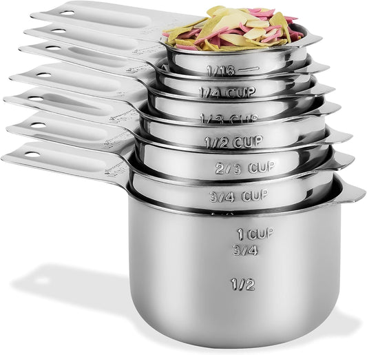 Smithcraft Measuring Cups Set, Stainless Steel Measuring Cup Set 7, 18/8 Stainless Steel Measuring Cups for Kitchen, Metal