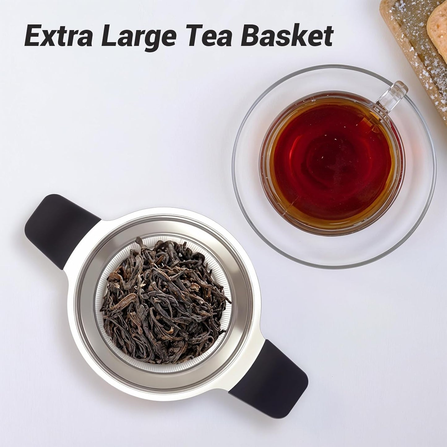 Tifanso Stainless Steel Tea Infuser Steeper Strainer for Loose Leaf Tea, Fine Mesh Reusable Diffusers Ball Bag Filter Holder with Heat Proof Handles for Teapots, Mugs, Cups