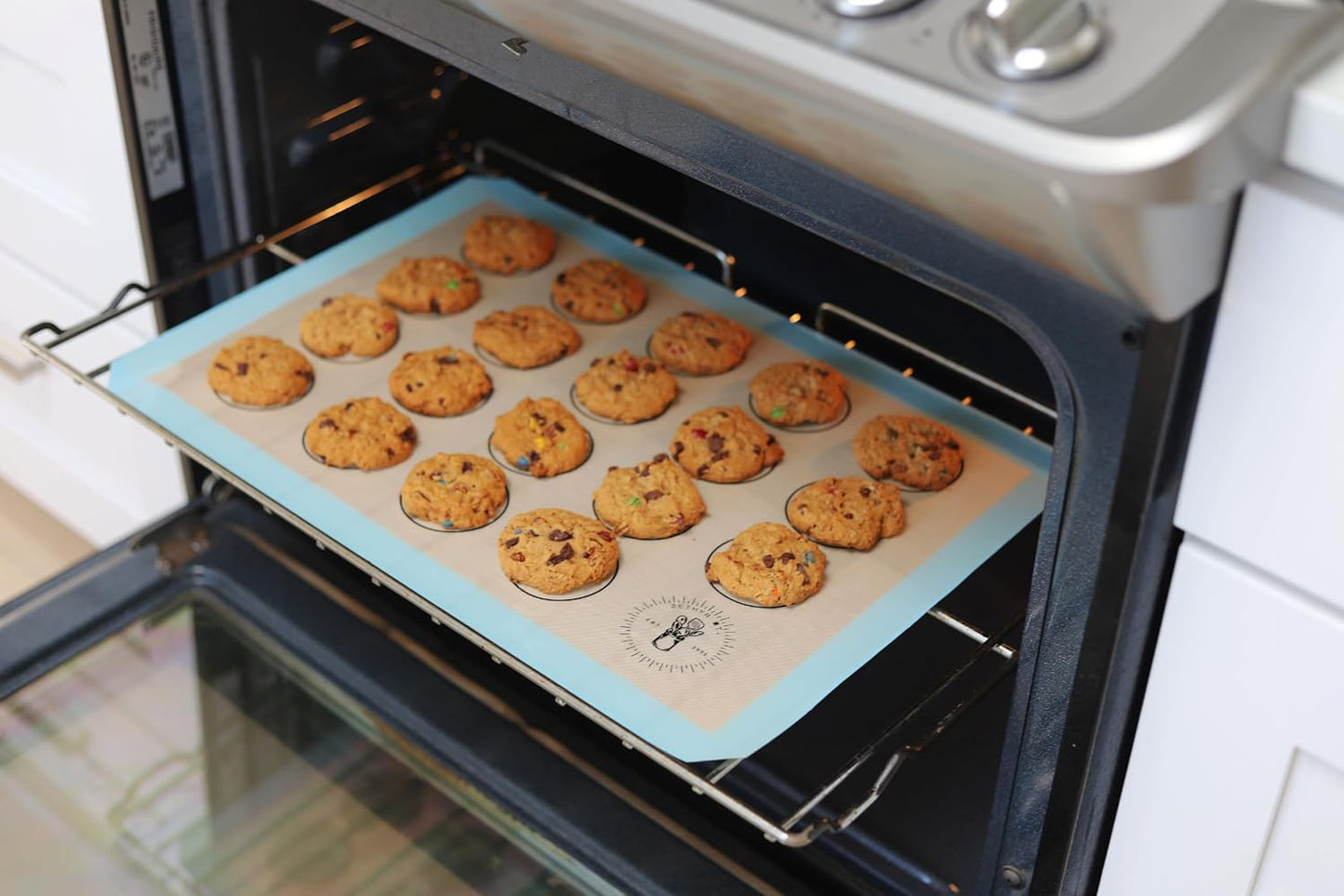 Macaron Baking Mat Silicone Non Stick, 3/4 Sheet Reusable Pack of 3 Blue | Non-Stick Macaron Mat for Easy Baking, Heat Resistant &amp; Dishwasher Safe, Reusable &amp; Eco-Friendly, For Cookies &amp; More, 13x19”