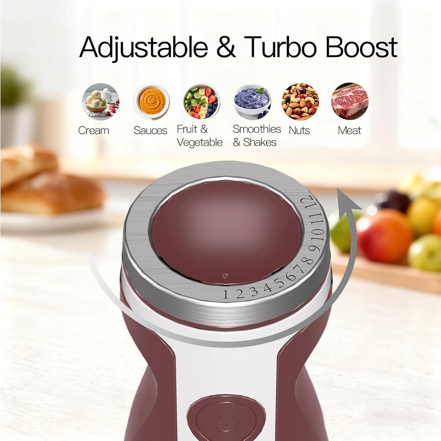 MegaWise 5-in-1 Immersion Hand Blender, Titanium Reinforced Blades (80% Sharper), 12-Speed Powerful Stick Blender with 500ml Chopper, 600ml Beaker, Whisk &amp; Milk Frother for Smoothies, Baby Food &amp; Soup