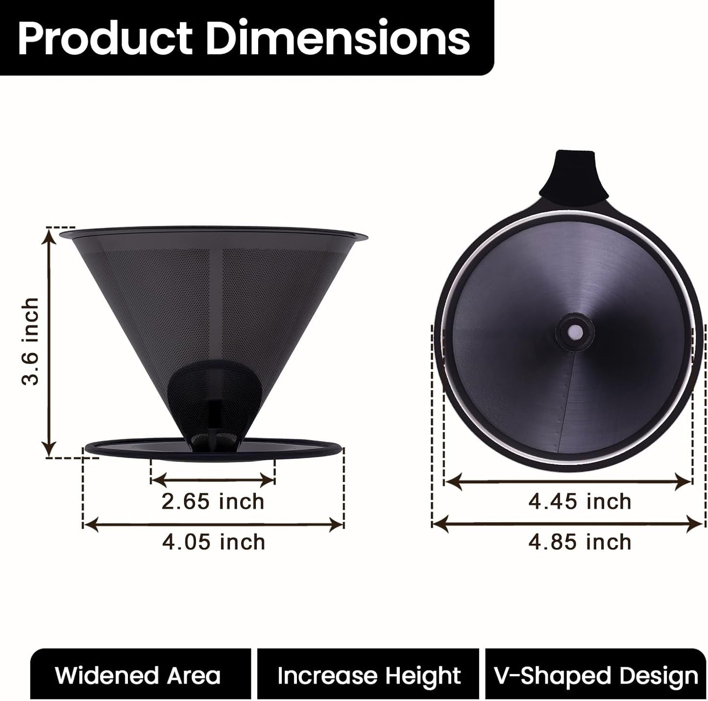 【2.0 Upgraded】 Stainless Steel Pour Over Coffee Maker, Reusable Paperless Drip Coffee Filter and Coffee Strainer for Single Cup Hand Brew, 1–6 Cup
