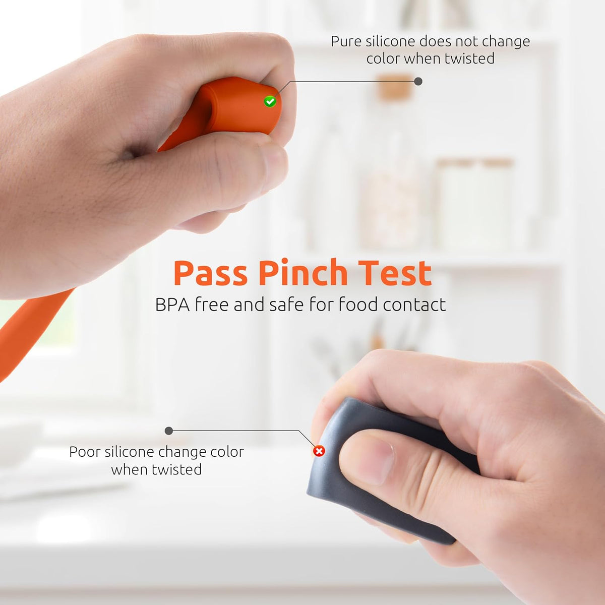 U-Taste Skinny Silicone Jar Spatula: 600ºF Heat-Resistant Food-Grade 10in Long Narrow Sourdough Stirring Stick, Seamless Flexible Peanut Butter Spreader for Scraping Icing Bread Cream, Jam (Orange)