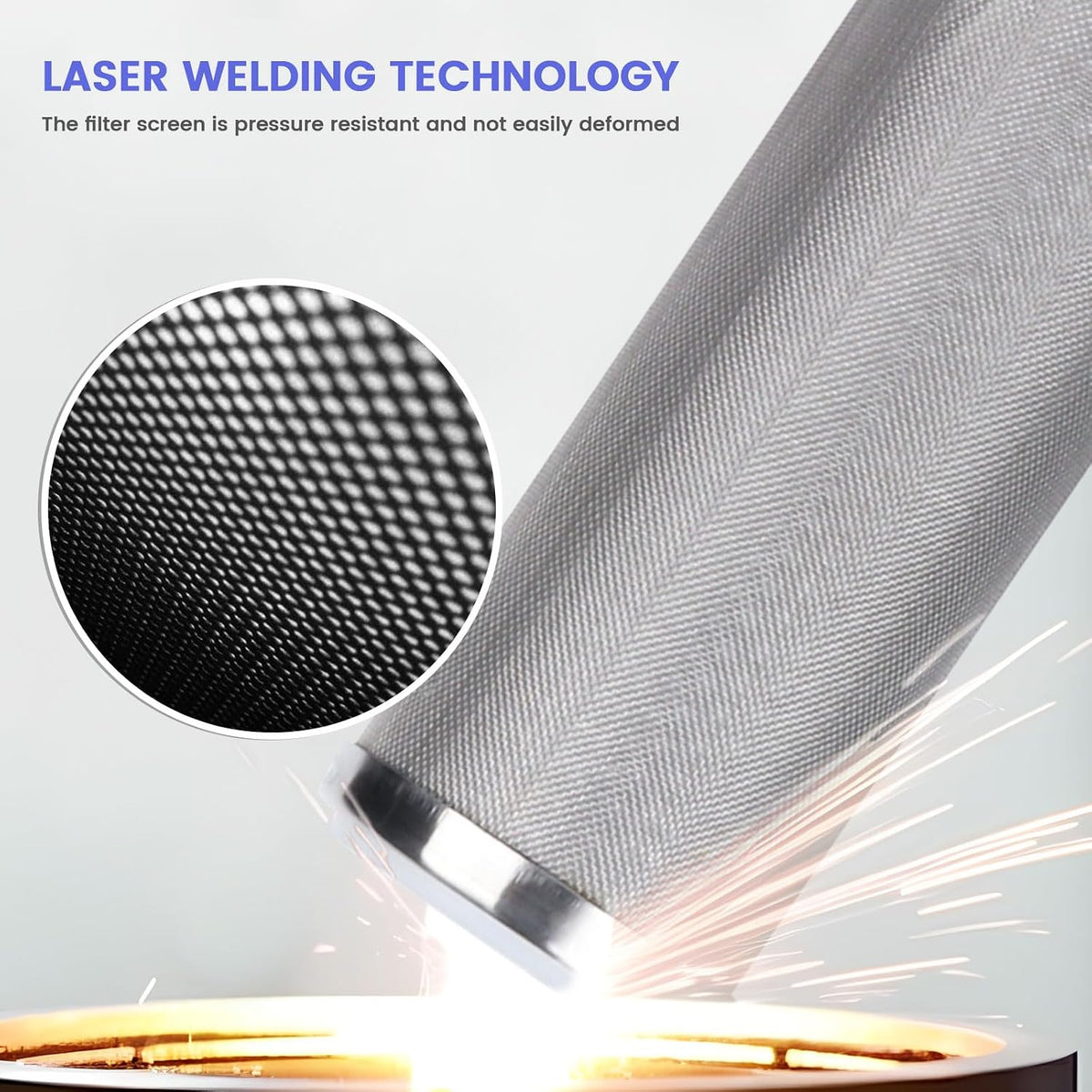 Stainless Steel Cleanable Wire Mesh Filter Cartridge 10”Length,2.5"OD(100 Micron)