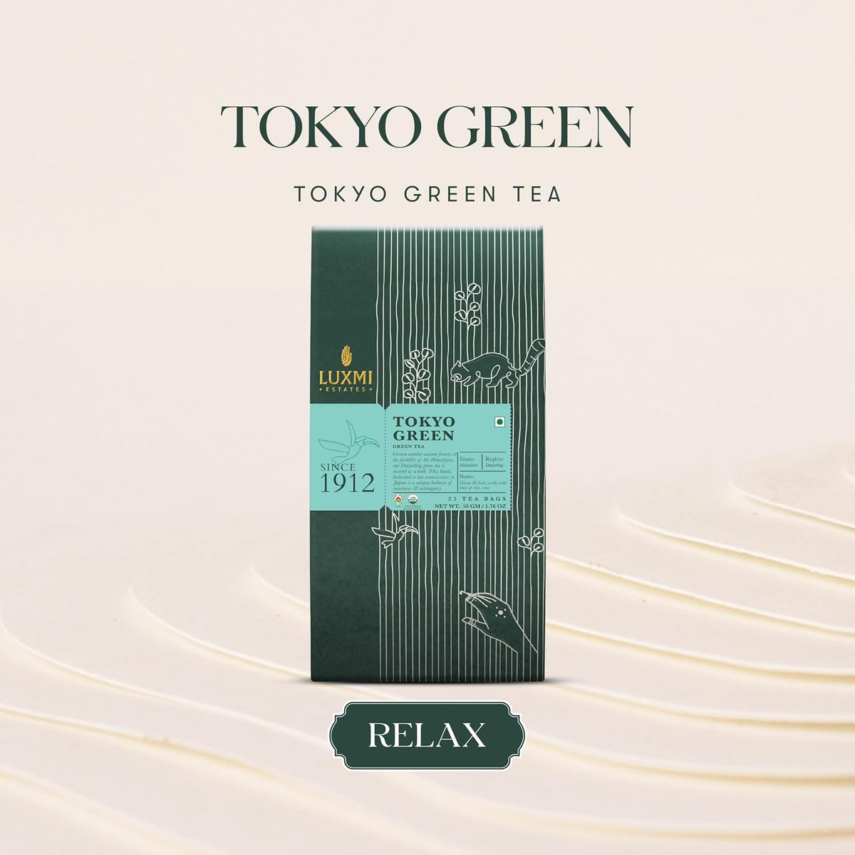 Luxmi Estates Tokyo Green Organic Green Tea (25 Tea Bags) Tea Bags For Relaxing