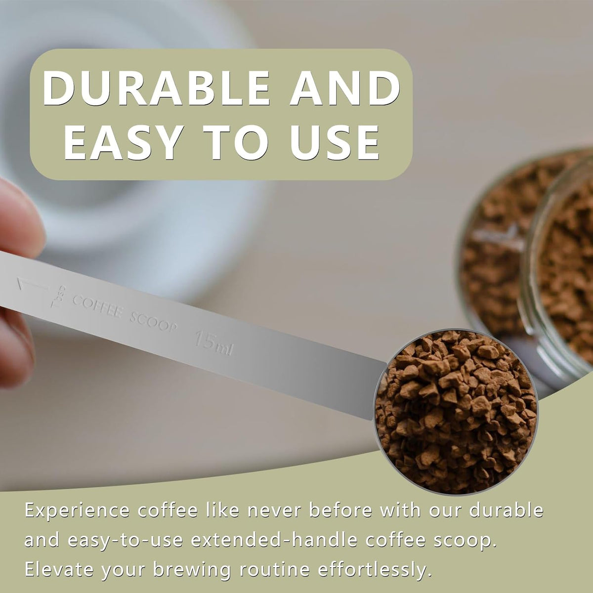 Extra Long Handle Coffee Scoop Set, 1tbsp &amp; 2tbsp Measuring Spoon | 15ml + 30ml, Food-Grade Stainless Steel, Accurate Measurement, Dishwasher-Safe, Engraved Marking, Coffee Ritual Essential
