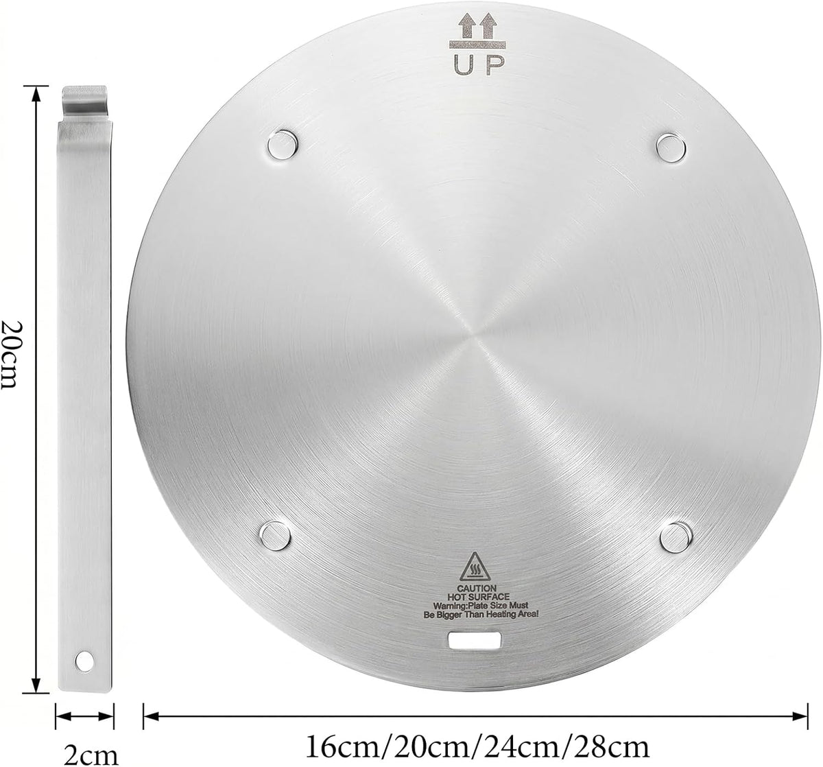 6.3Inch Heat Diffuser Plate, Grourarty Stainless Steel Cooking Induction Adapter Simmer Plate for Electric Gas Glass Cooktop Hob Ring, Induction Cooktop Converter Plate with Handle