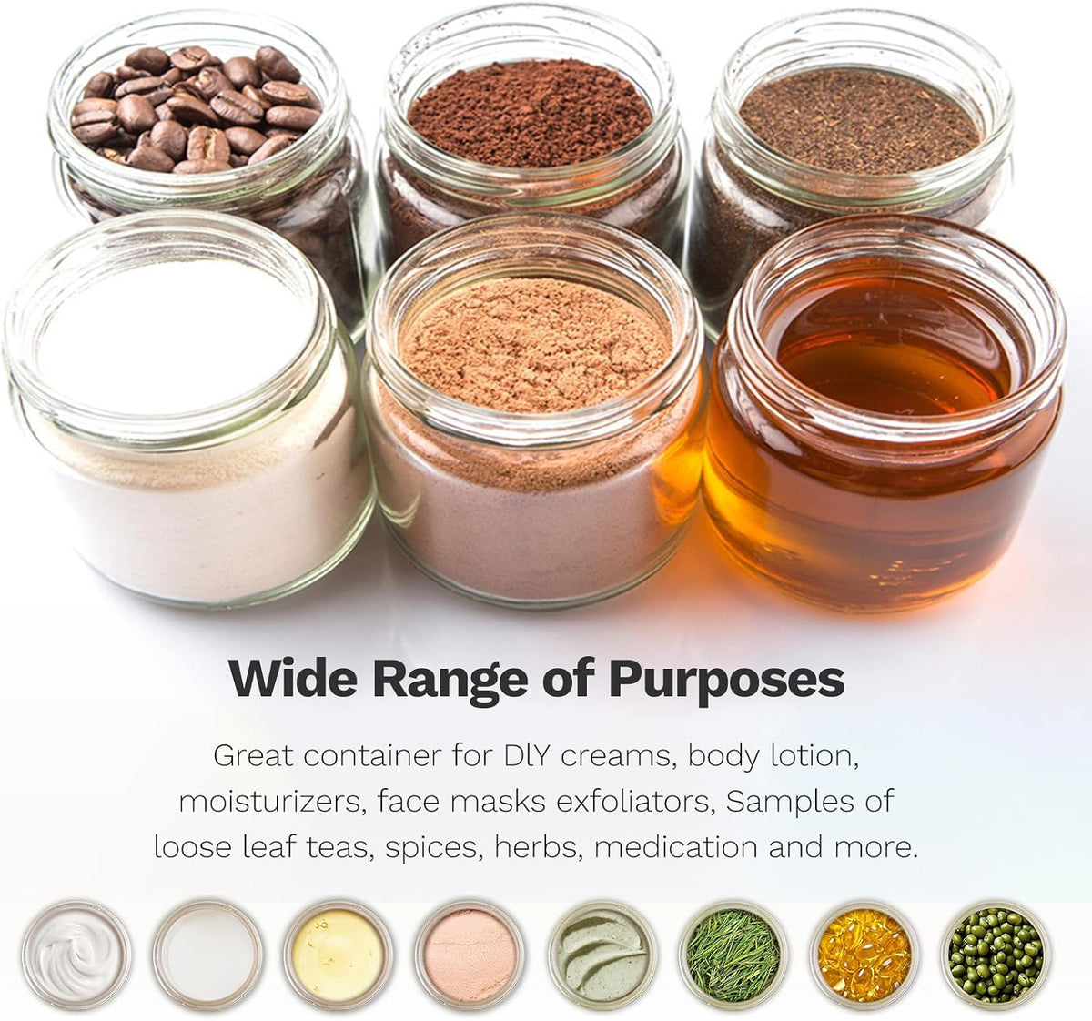 Bumobum 48 Pack 2 oz Small Glass Jars with Plastic Woodgrain Lids