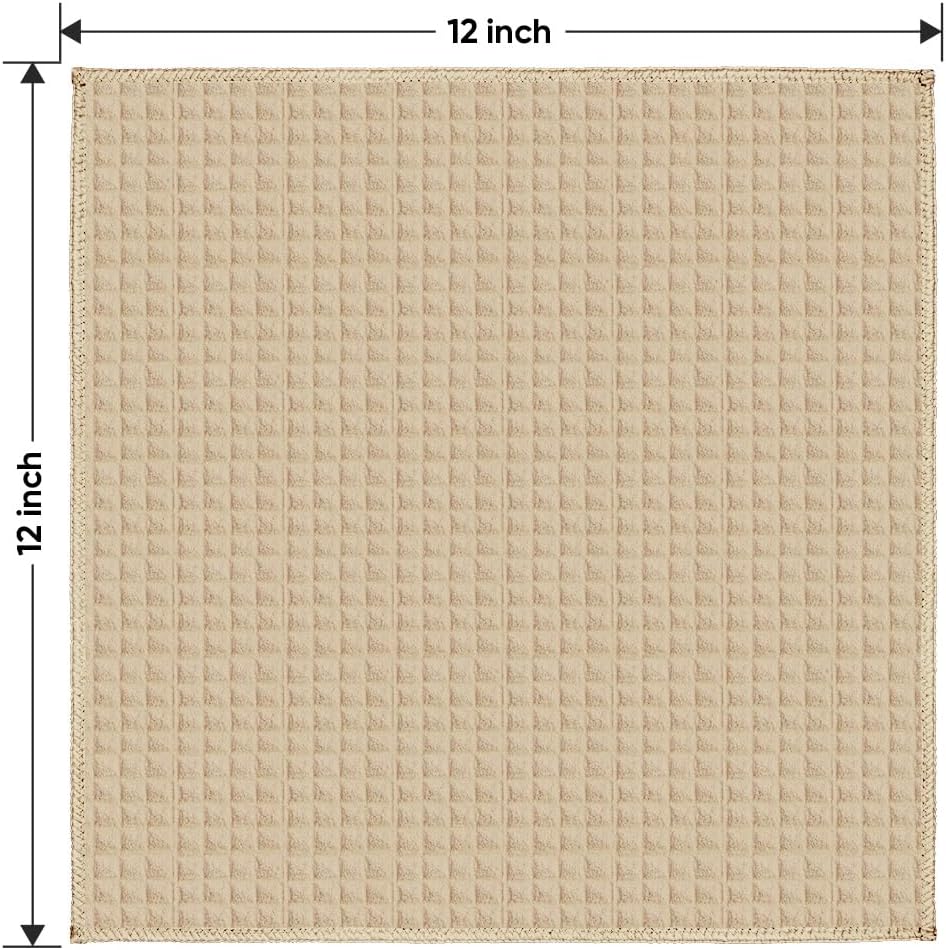 HOMEXCEL Waffle Weave Microfiber Cleaning Cloth, 6 Pack Highly Absorbent Cleaning Rag for Household, Reusable Kitchen Towels, Scratch-Free Barista Towels, 12 x 12 Inches, Brown