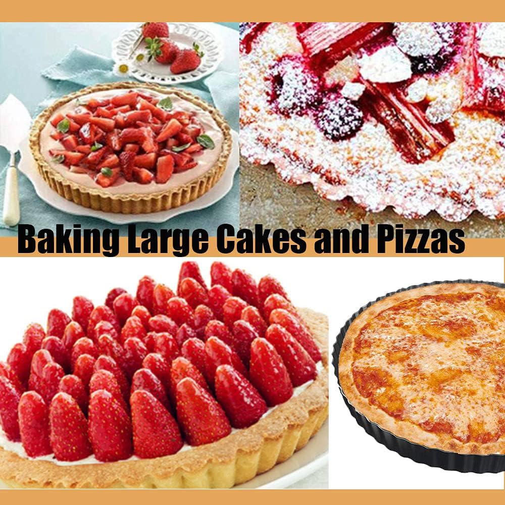 DATANYA Tart Pans with Removable Bottom 10 Inch Quiche Pan, Heavy Duty Carbon Steel Round Non-stick Fluted Pie Tart Pan for Mousse Cakes, Christmas Dessert Baking (10.2 Inch 1pc)