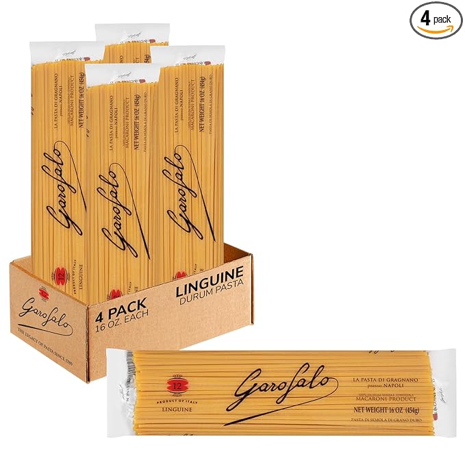 Garofalo - Premium Durum Wheat Semolina Linguine Pasta, Italian Made, Bronze-Drawn, Al-Dente, One-Ingredient Pasta (4 pack)