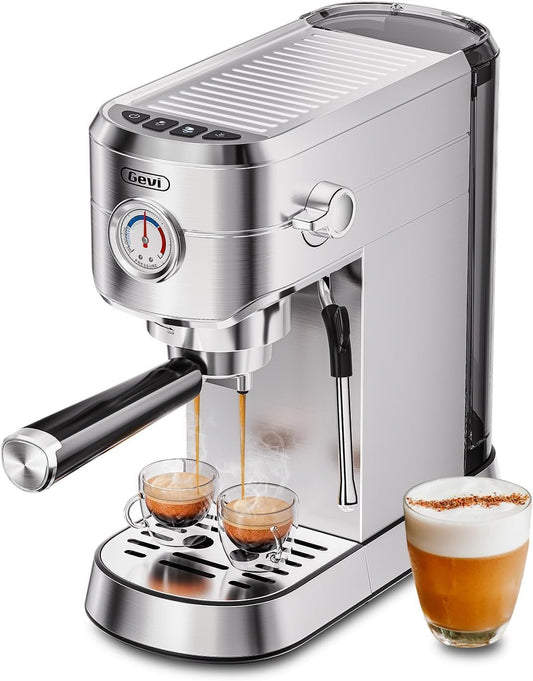 Gevi Commercial Espresso and Coffee Makers, Professional 20 Bar Espresso Maker with Milk Frother, Stainless Steel Expresso