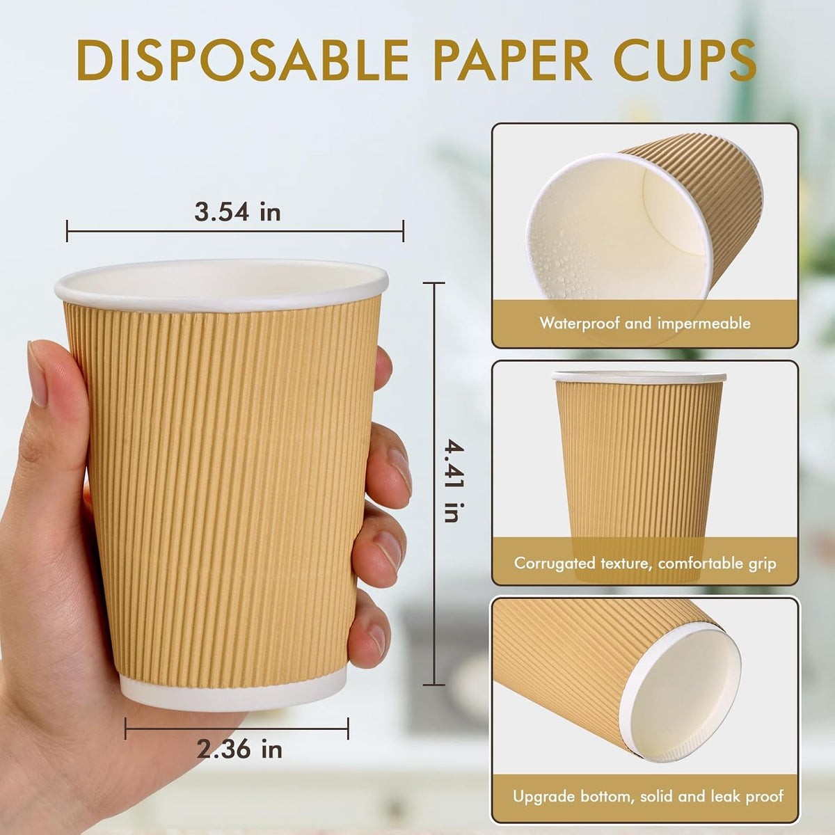 500 Count 12 oz Insulated Ripple Wall Paper Coffee Cups