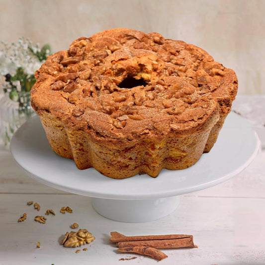 Traditional Cinnamon Walnut Coffee Cake - Cinnamon Streusel and Chopped Walnuts Toppings - Delicious Recipe of Coffee Cakes