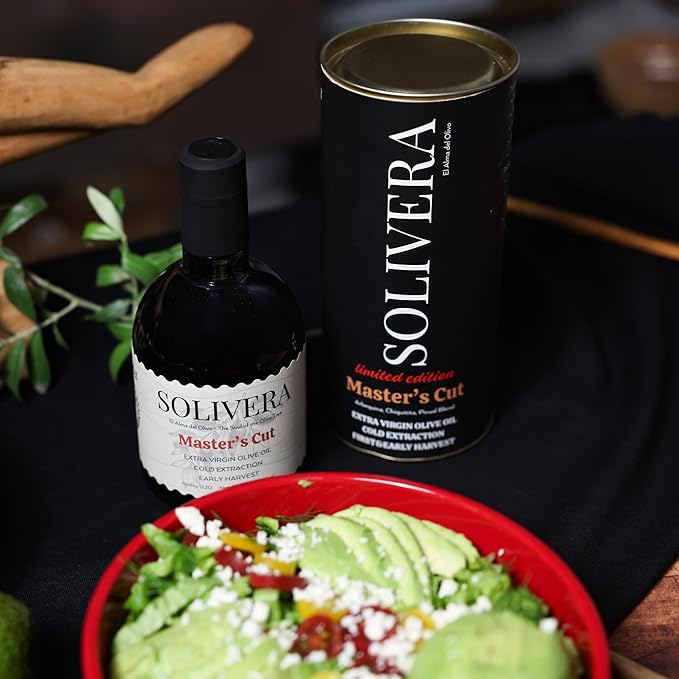 Solivera Master’s Cut Extra Virgin Olive Oil, Signature Early Harvest Blend for Dipping & Finishing, 350 mg/kg High in Polyphenols EVOO