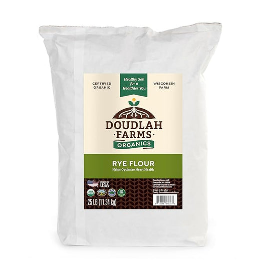 Organic Rye Flour 25 lb Bulk - Non-GMO, USDA Organic, Low Gluten, Vegan, For Baking, Cooking, Supports Heart Health &