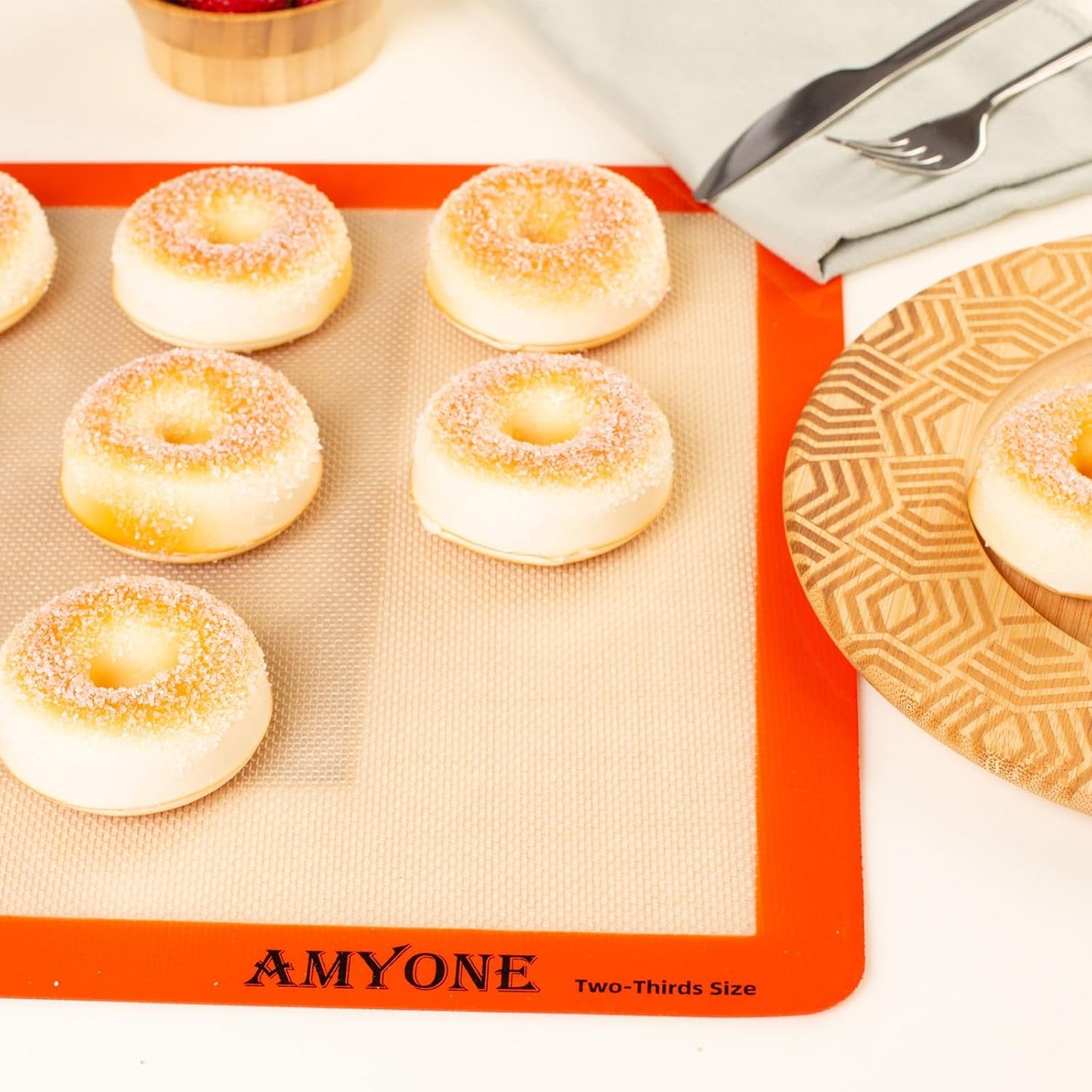 AMYONE Silicone Baking Mat for 2/3 Size Sheet Pan, Platinum, 15x21" Big | Food Grade Silicone for Cookies/Pastries/Chicken/Vegetables; Fits Two-thirds Baking Pans; Nonstick, Easy Clean, Reusable