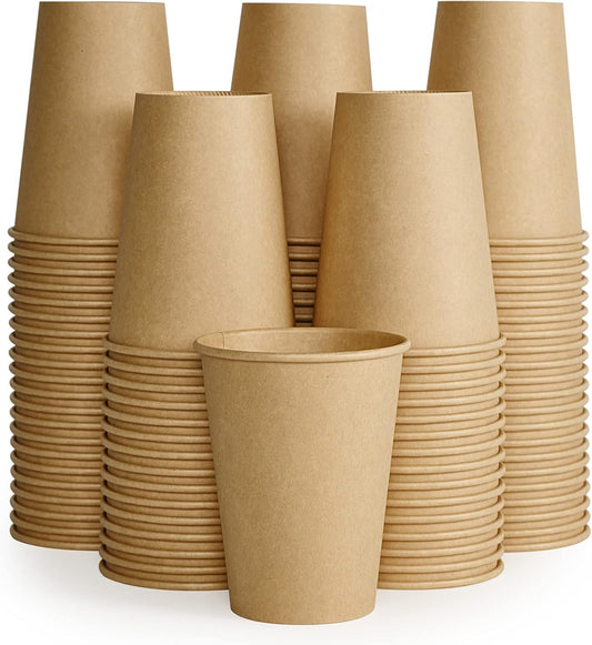LITOPAK 100 Pack 12 oz Kraft Paper Cups, Disposable Coffee Cups, Disposable Drinking Cups, Hot Coffee Cups, Paper Coffee