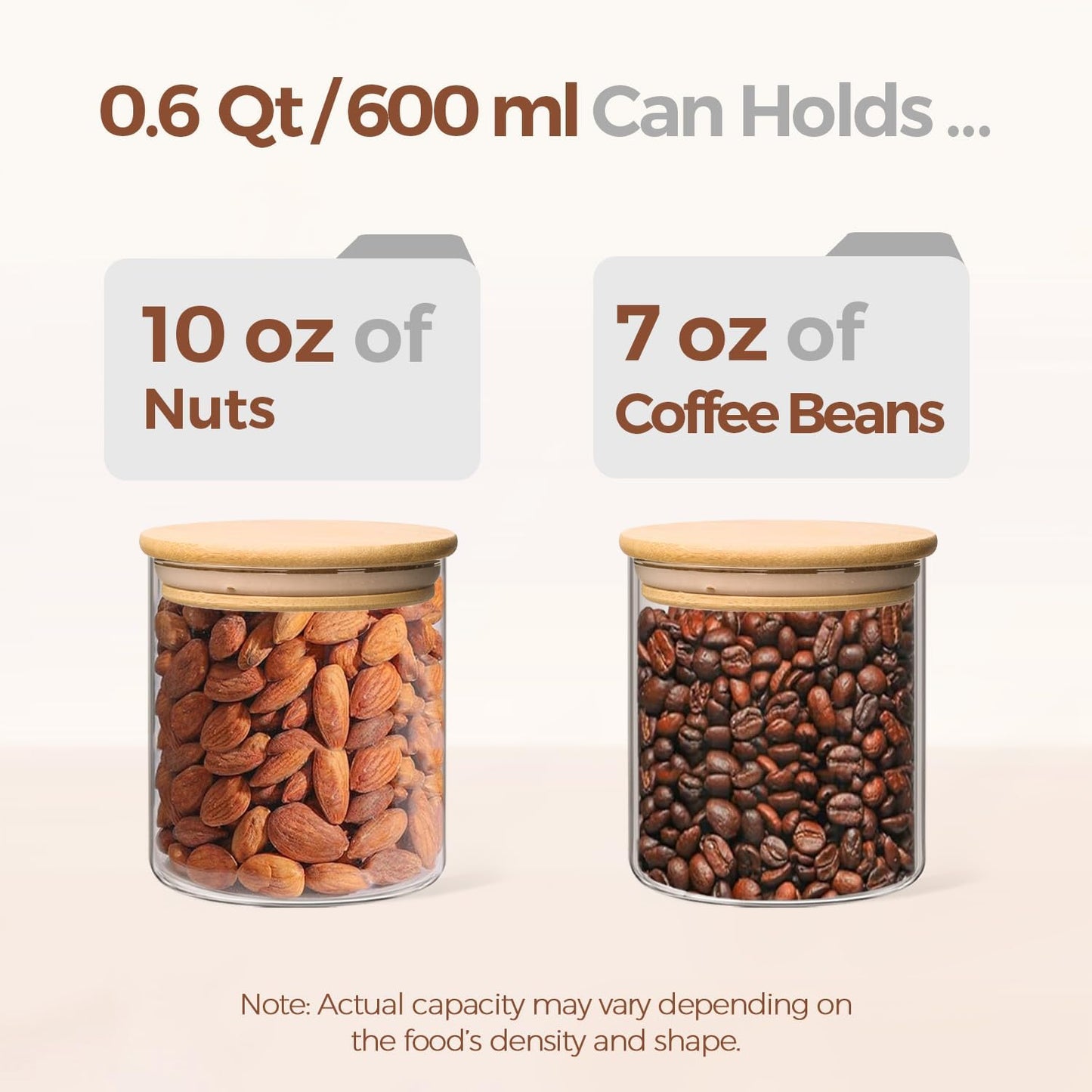 ComSaf Glass Storage Containers with Lids 0.6 Qt, 9 Pack Small Glass Jars