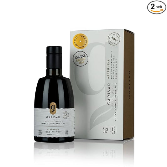 Garisar High In Polyphenol Premium Extra Virgin Olive Oil (>600 ppm), Low Acidity (max 0.2%), NYIOOC 2025 Gold Medal Winner,