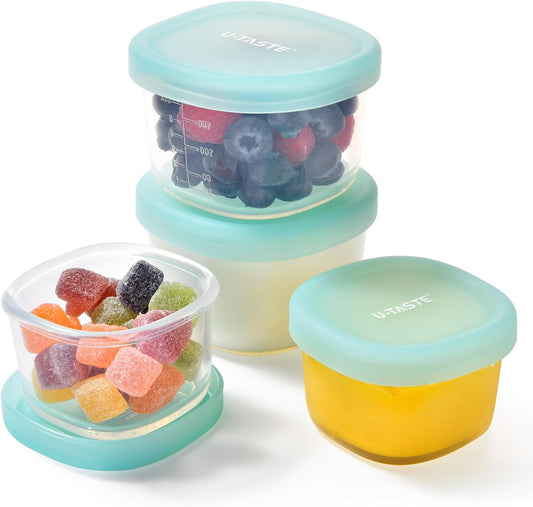 U-Taste 3oz 6oz Small Storage Containers: Food Grade Liquid-Silicone Freezer Box with Airtight Lid, Microwave Safe with