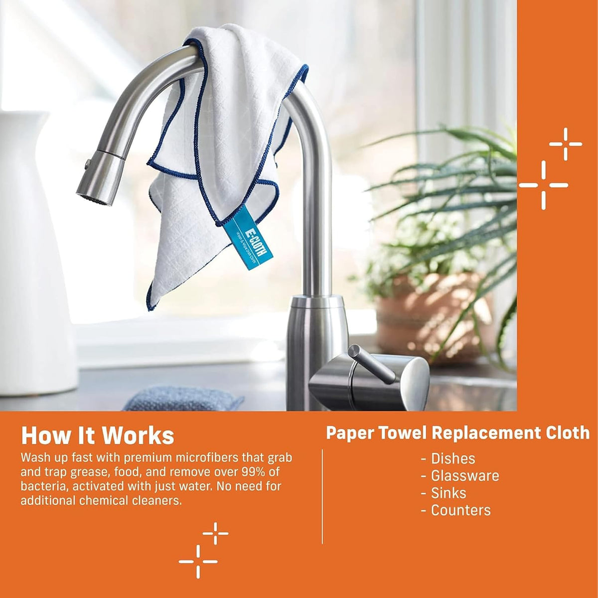 E-Cloth Reusable Paper Towels Replacement Cloths - 4 Count