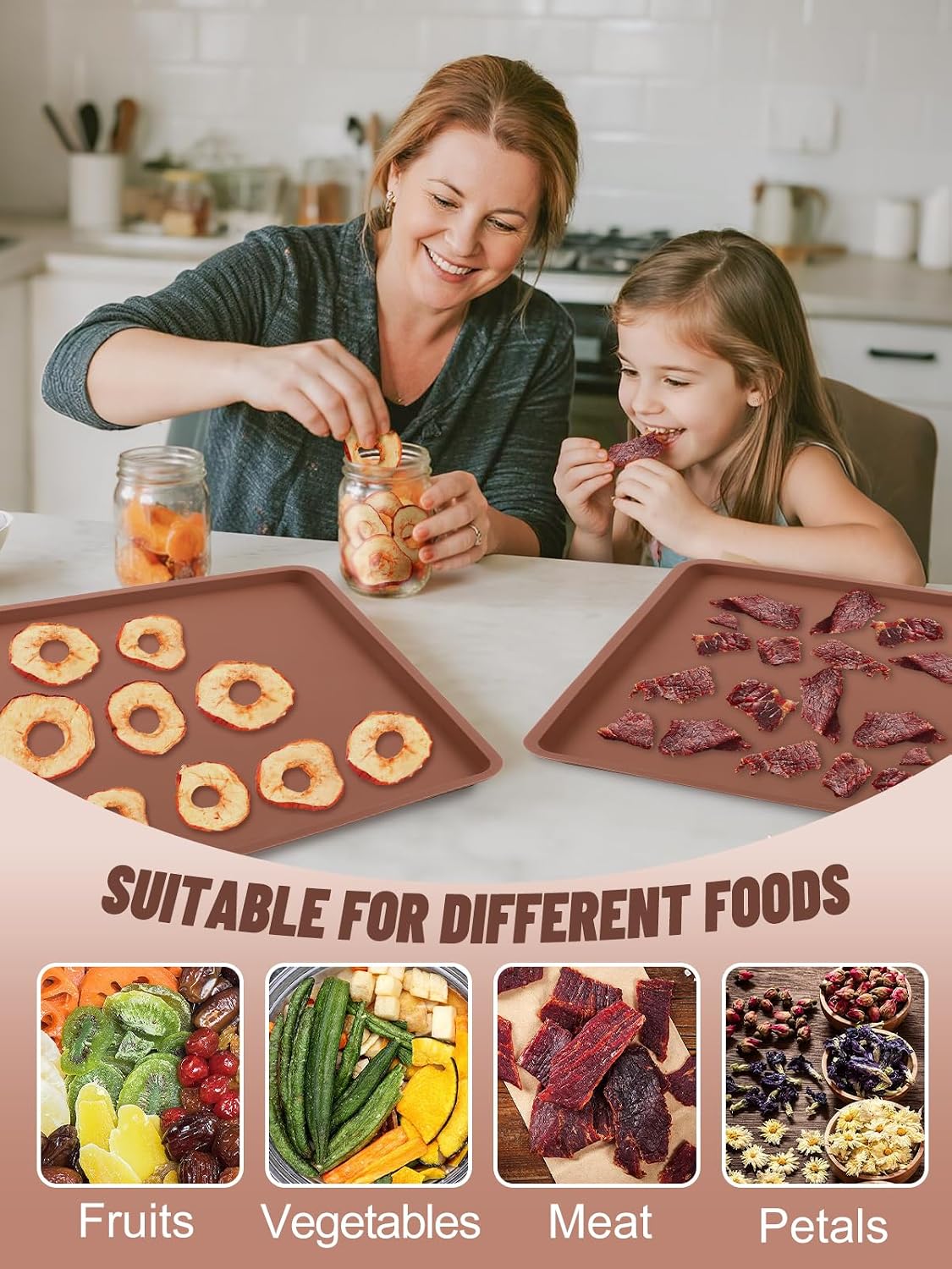Aulock 3Pcs Silicone Food Dehydrator Sheets with Edge, Non-stick Tray Liner