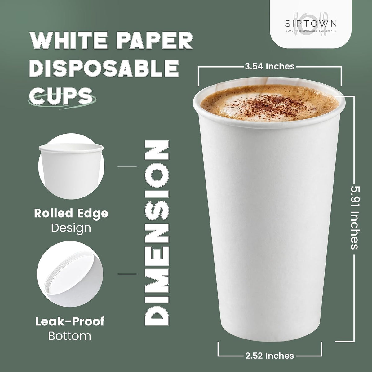 Paper Cups 20 oz 500 Pack for Coffee & Tea 20 oz Made in USA