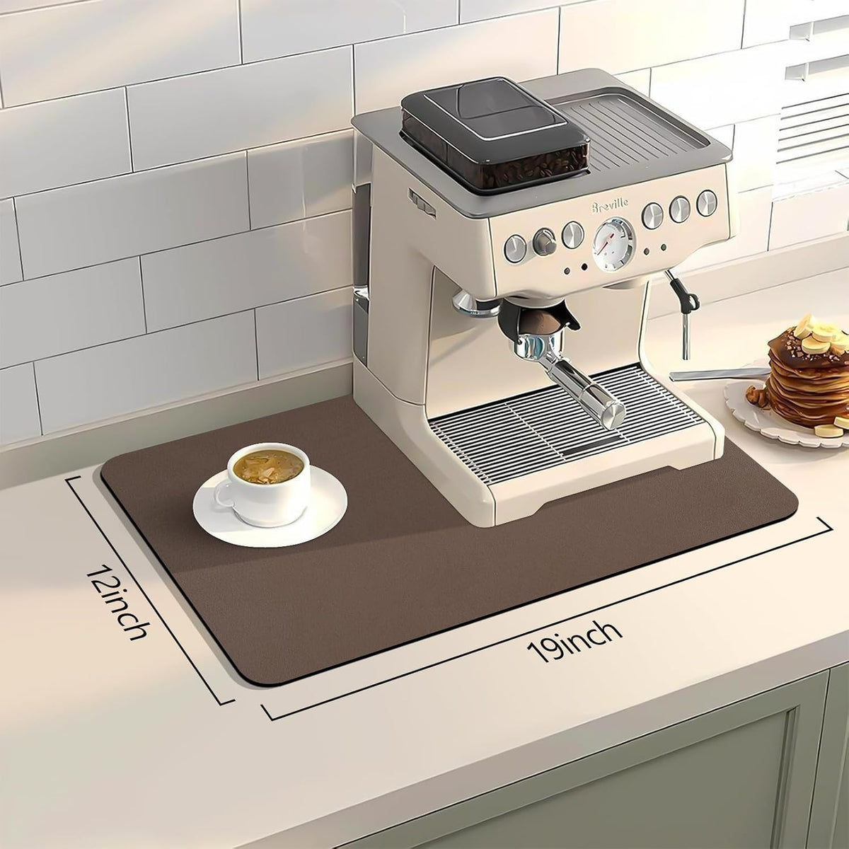 Bloss Dish Drying Mat, Absorbent Coffee Mat, Brown Drying Mat 16"x24" | Dish Mat for Kitchen Counter Coffee Bar Accessories Espresso Machine, Dish Drainer/Home Improvement