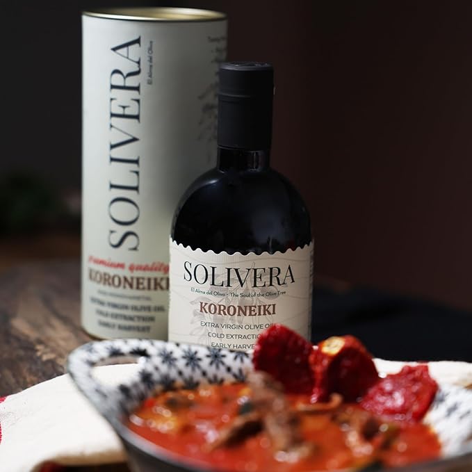 Solivera Koroneiki Extra Virgin Olive Oil Cold Pressed, 400+ High Polyphenols, Bold & Herbaceous, Single-Origin Hand Picked Organic Olive Oil, Healthy Gourmet Oil – 16.8 fl. oz. (Koroneiki)