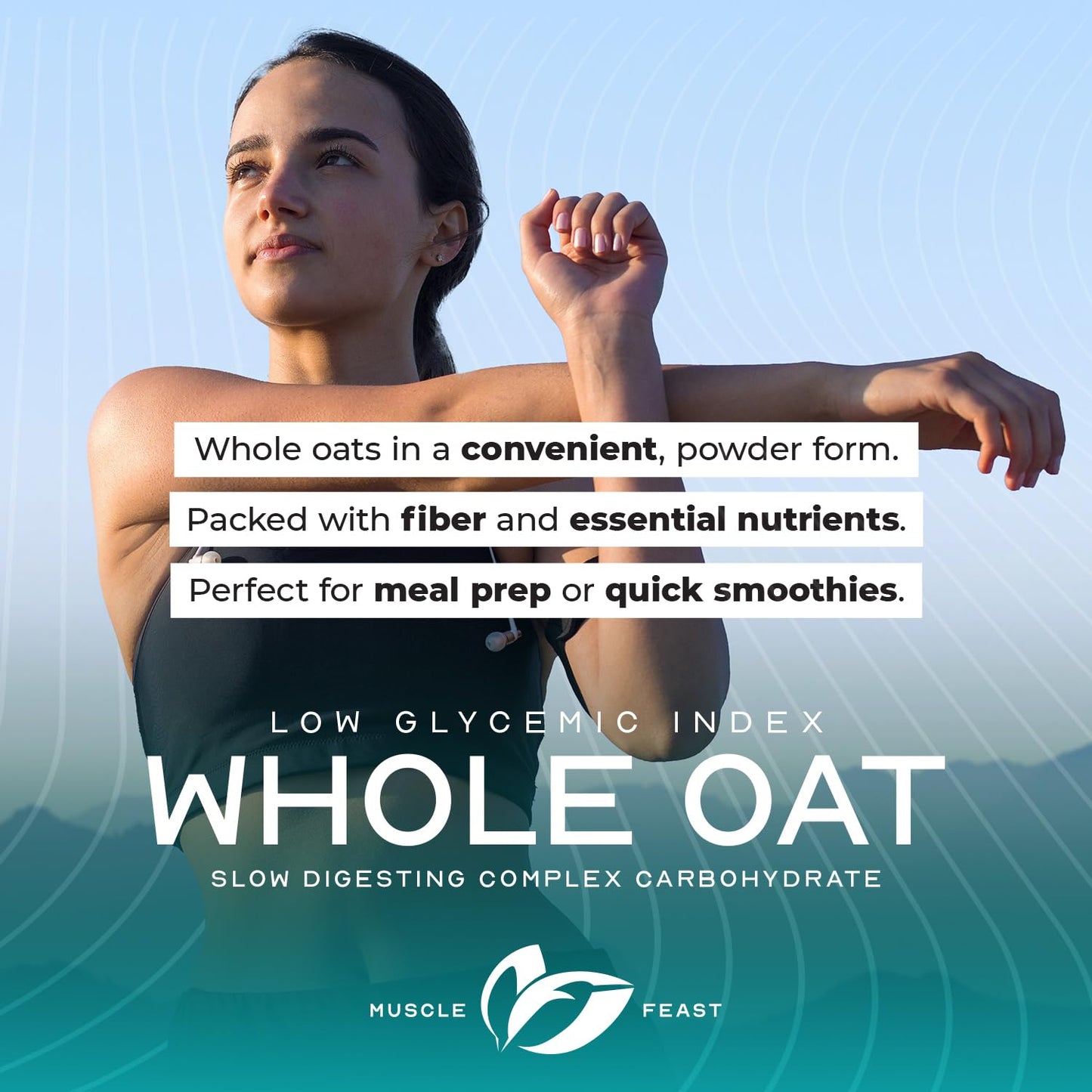 Muscle Feast Whole Oat Powder All Natural &amp; Complex Carb Oat Fiber | Unflavored (8lb) - Non-GMO, Vegan Powdered Oats Slow Digesting Carbohydrate Powder - Supports Steady Energy