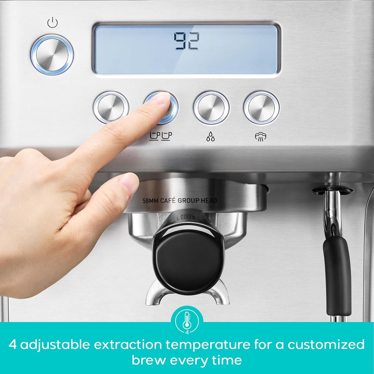 CASABREWS Ultra Espresso Machine, Barista Espresso Maker with Steam Wand | LCD Display, Custom Brew Temp, Latte &amp; Cappuccino Machine, 20-Bar Italian Pump, Powerful Steam Wand, 73oz Removable Tank
